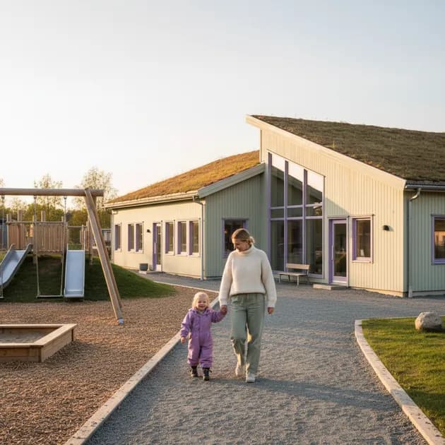 Barn som leker i en norsk barnehage med fargerike leker
