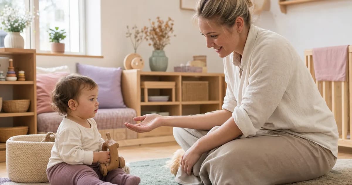 Ettåring som sitter på fanget til en barnehageansatt under tilvenning