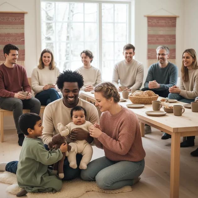 Mangfoldig barnefamilie i norsk nabolag