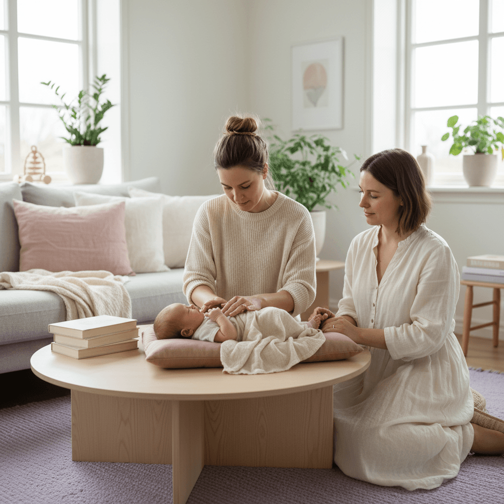 Nyfødt baby som blir holdt forsiktig av forelder på sykehuset