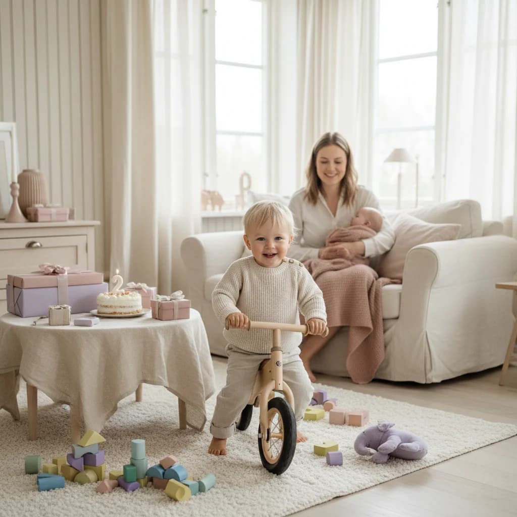 Toåring som leker med fargerike Duplo-klosser sammen med forelder