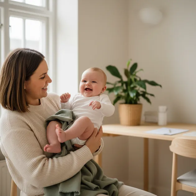 Lege undersøker hoften til en nyfødt baby på barselavdelingen
