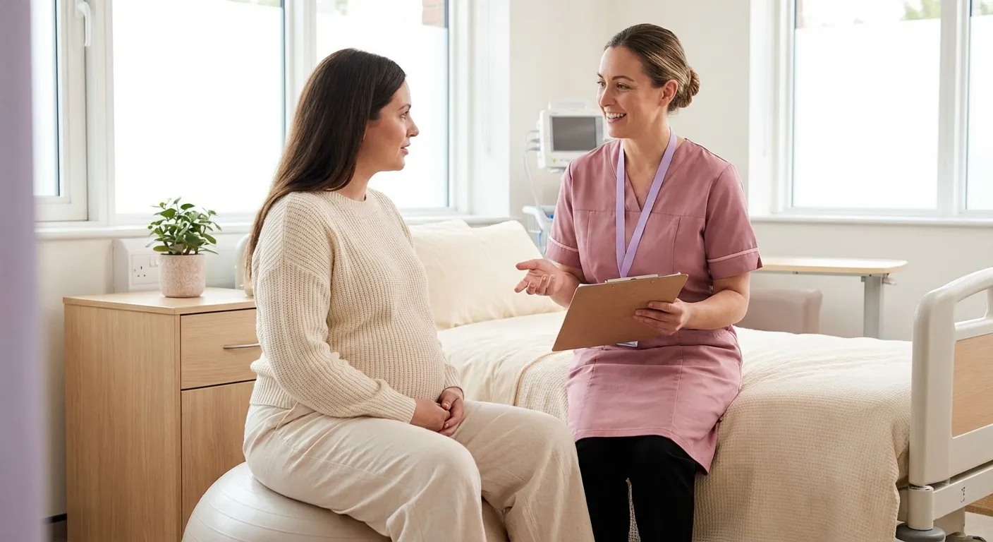 Gravid kvinne på sykehus som forbereder seg til igangsetting av fødsel