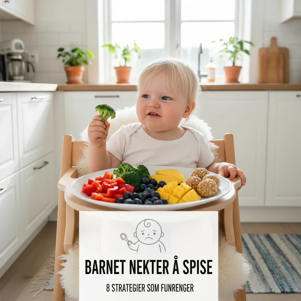 Småbarn ved matbordet som snur seg bort fra tallerkenen