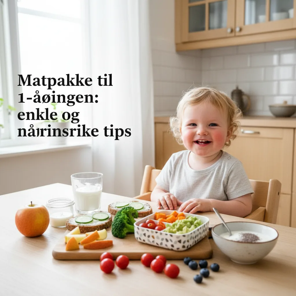 Fargerik matpakke for 1-åring med frukt og brød i en matboks