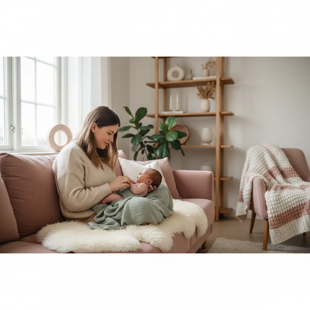 Nyfødt baby som sover trygt i foreldrenes armer
