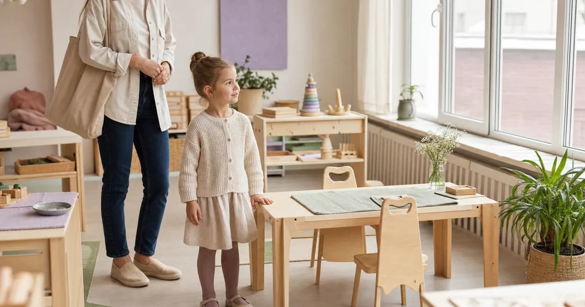 Barn i førskolealder som besøker et klasserom for første gang