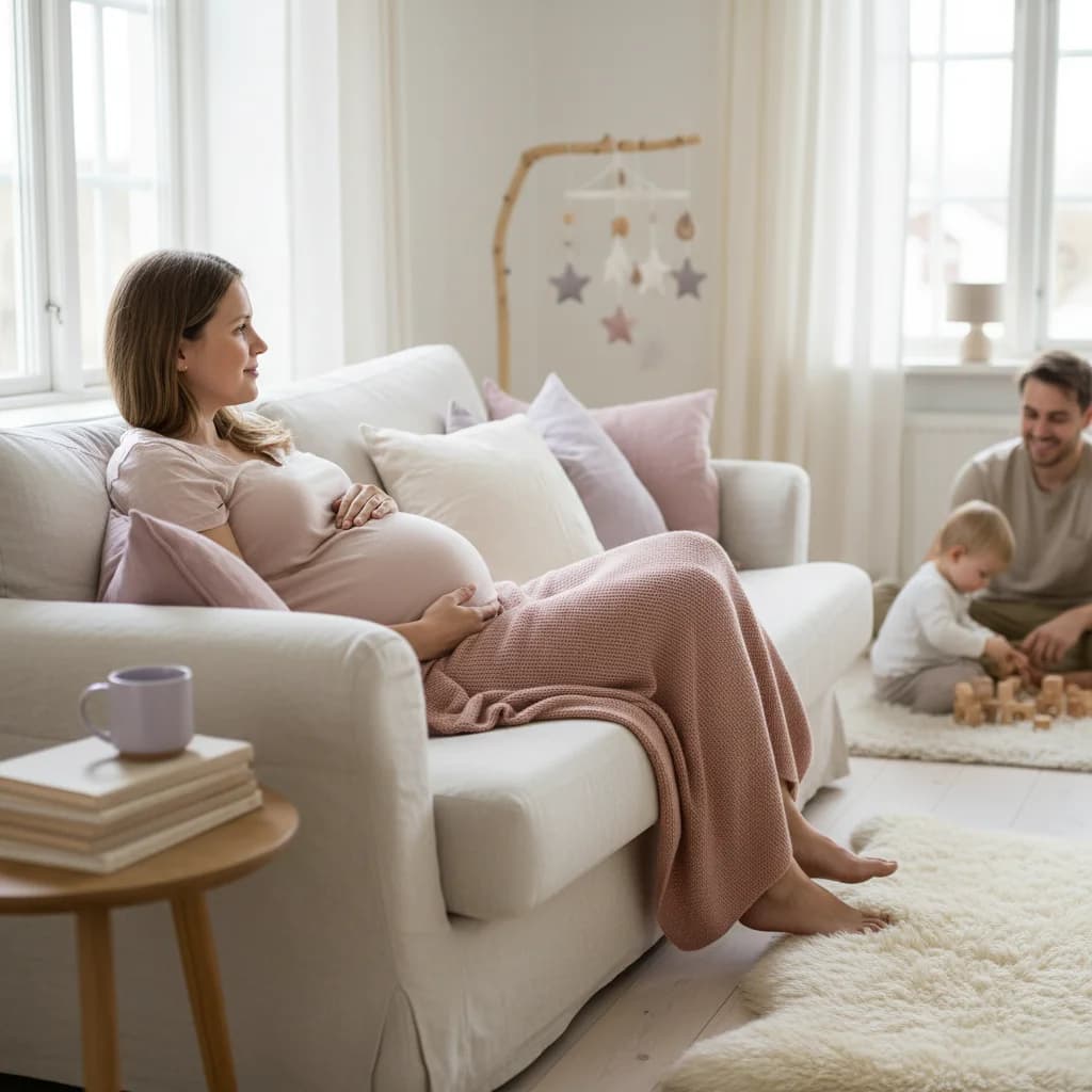 Gravid kvinne i uke 41 som venter på at fødselen skal starte