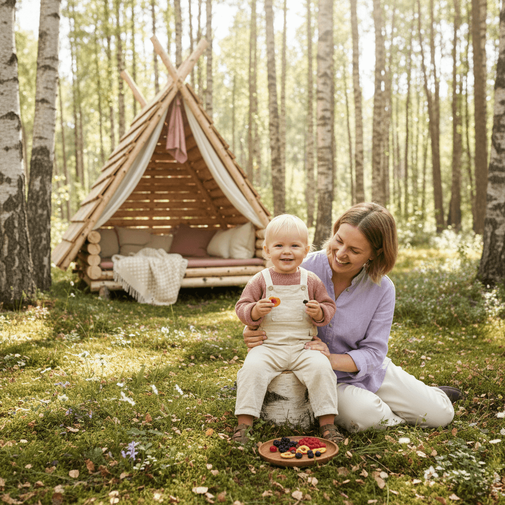 Barn og forelder som leker aktivt ute i parken