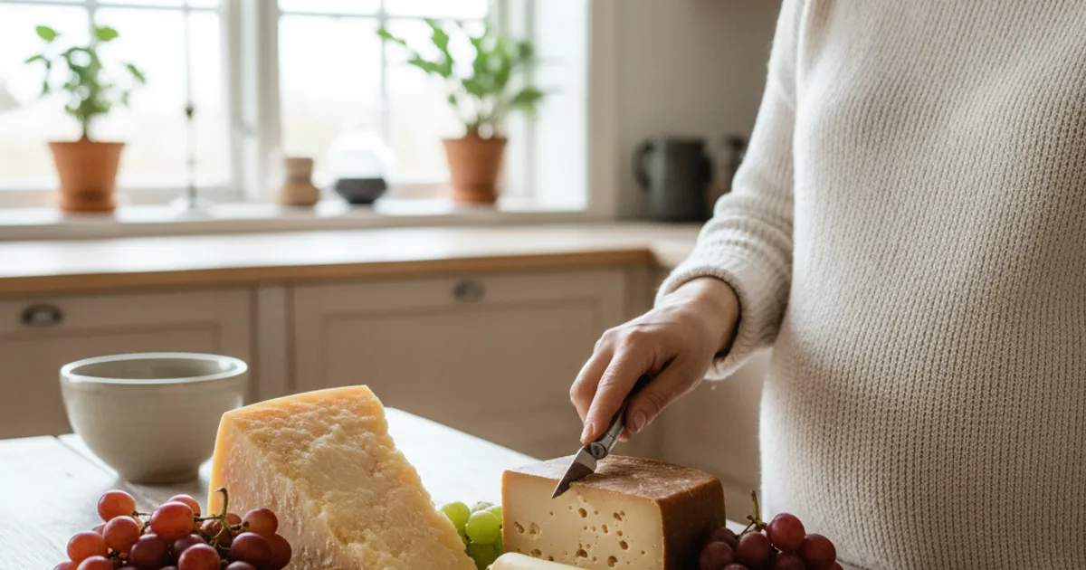 Ulike oster på ostebrett med frukt og nøtter - trygg ost for gravide