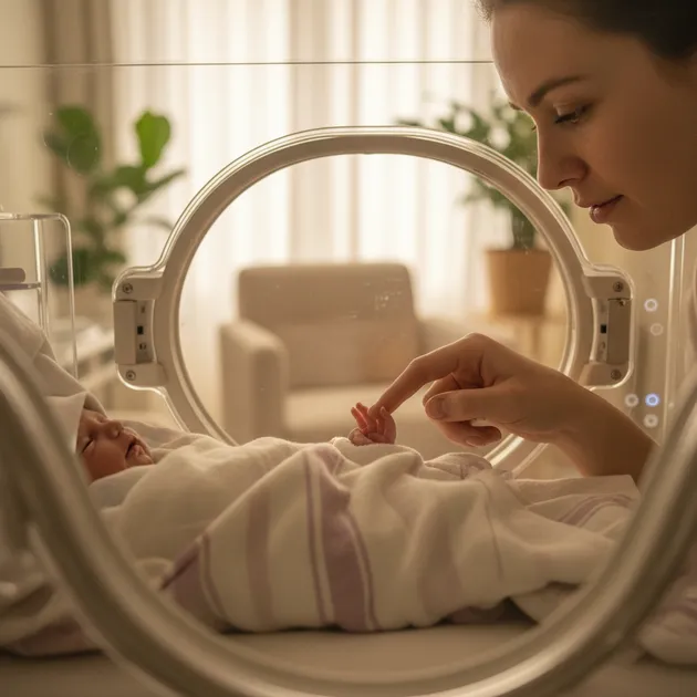 Liten prematur baby som holder rundt forelderens finger på neonatalavdeling