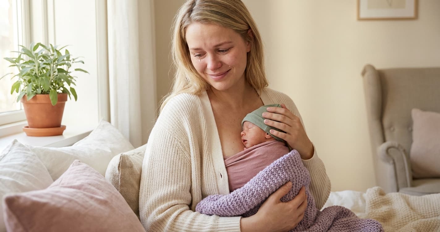 Mor holder prematur baby hud-mot-hud i kenguru-posisjon