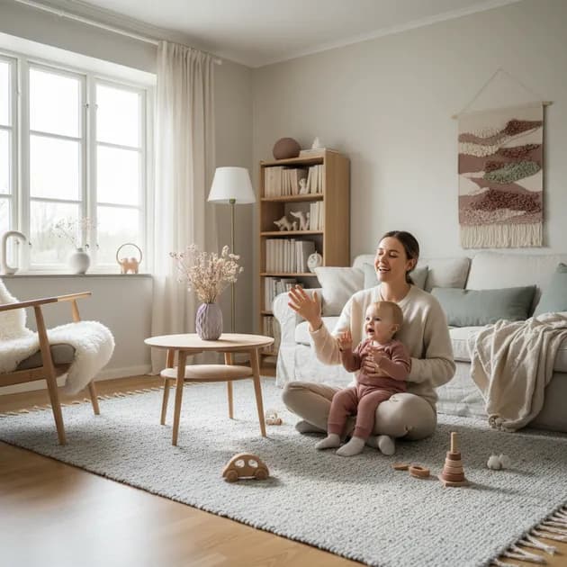 Forelder og småbarn som synger og klapper i hendene sammen