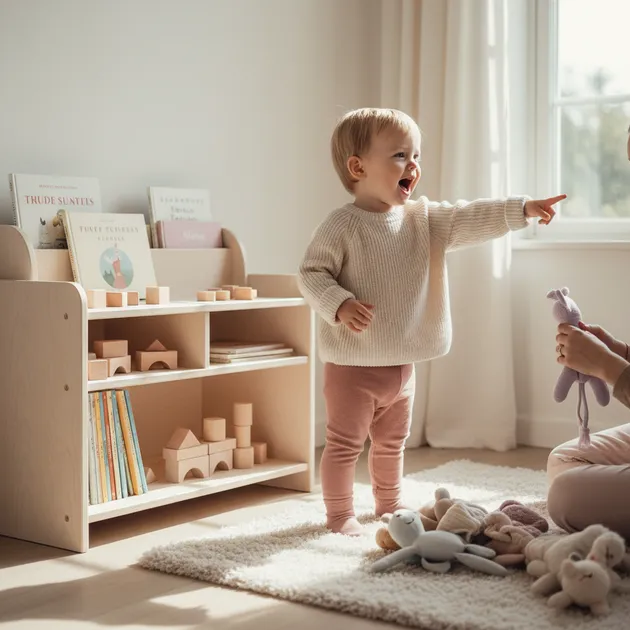Forelder og 2-åring som ser i bildebok sammen