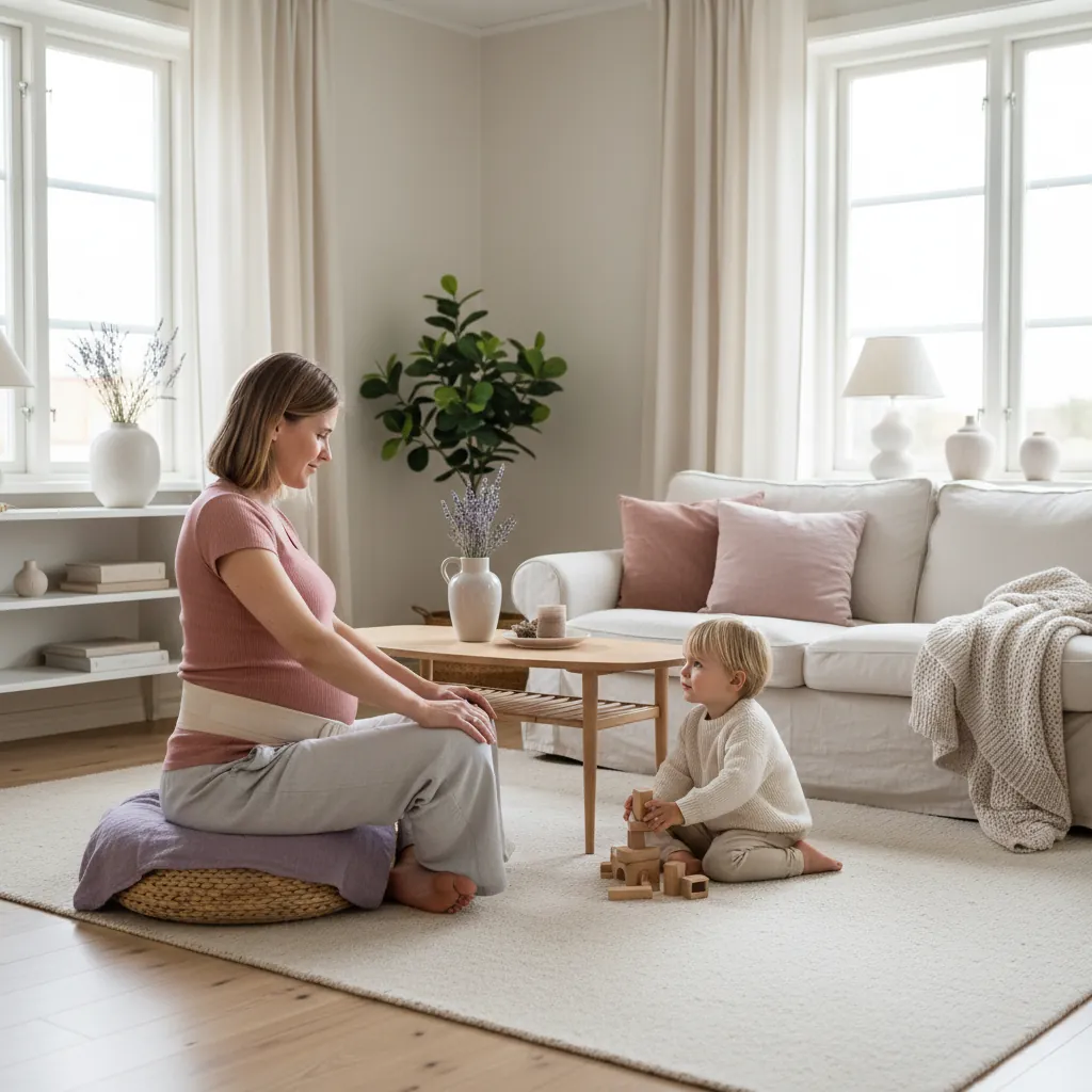 Gravid kvinne som holder seg på nedre del av magen
