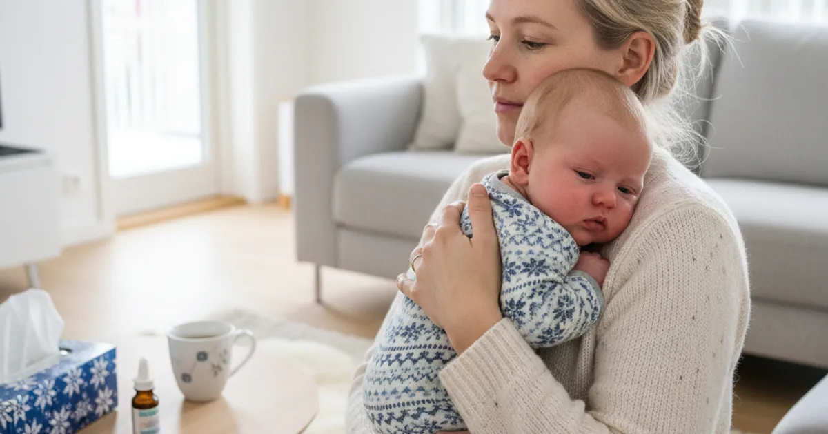 Forelder som holder baby forsiktig oppreist og sjekker nesen