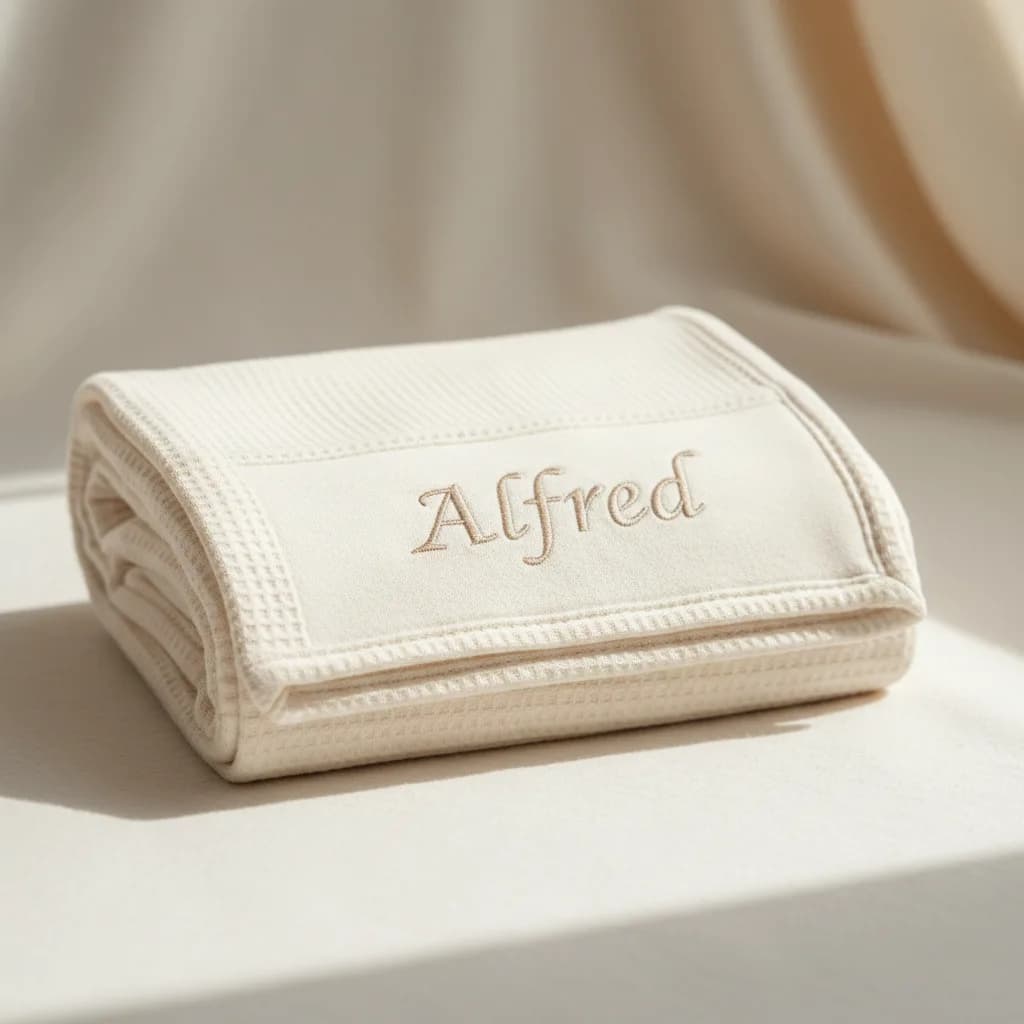 Brodert Babyteppe med Navn