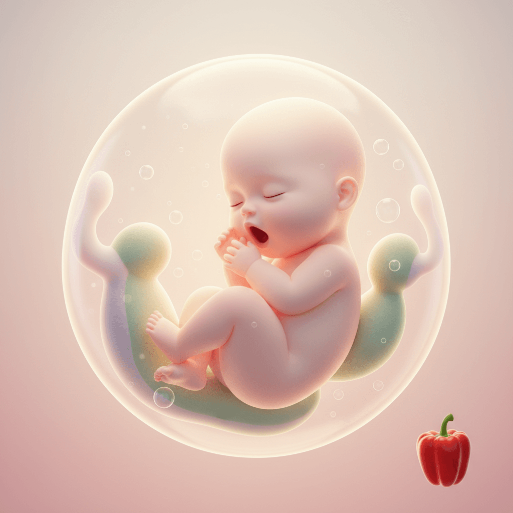 Illustrasjon av babyen i uke 18