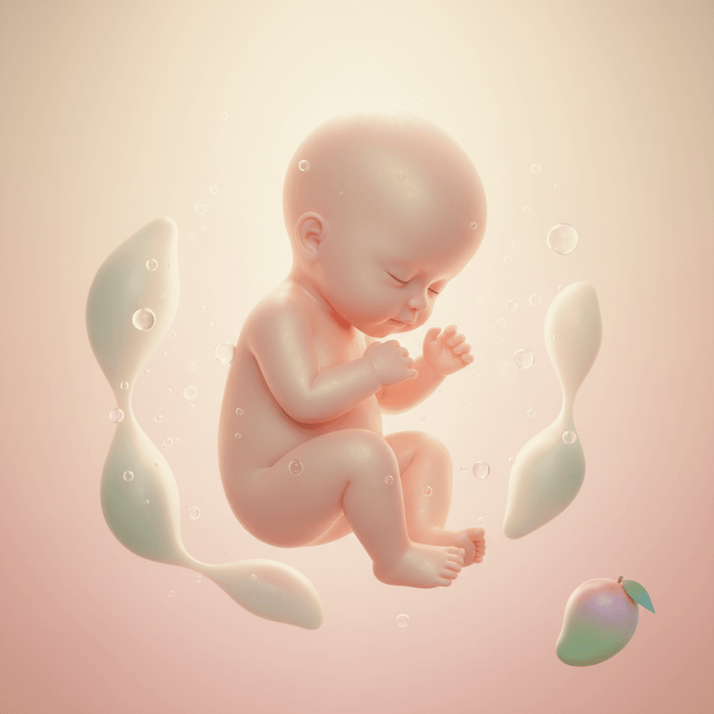 Illustrasjon av babyen i uke 19