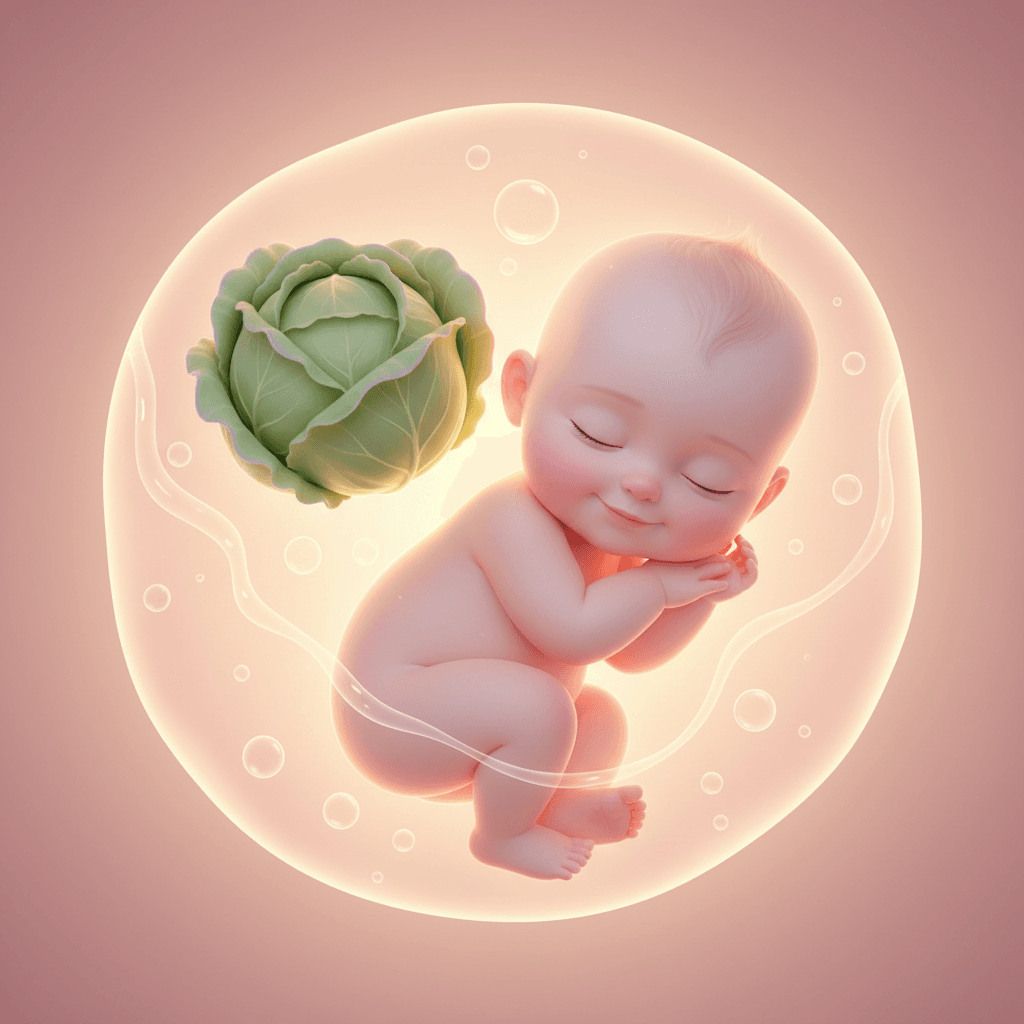 Illustrasjon av babyen i uke 30