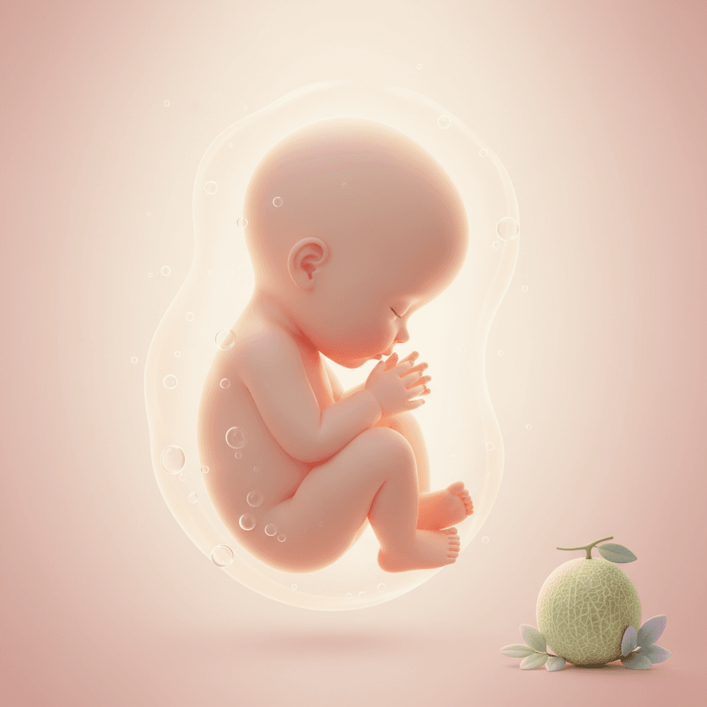 Illustrasjon av babyen i uke 34