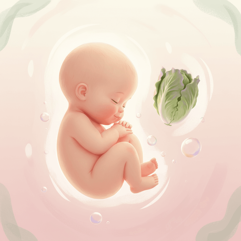 Illustrasjon av babyen i uke 36