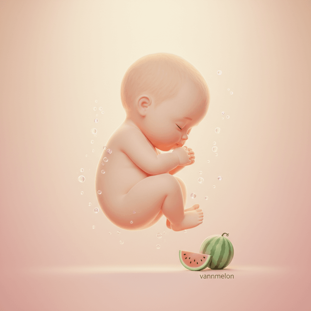 Illustrasjon av babyen i uke 40