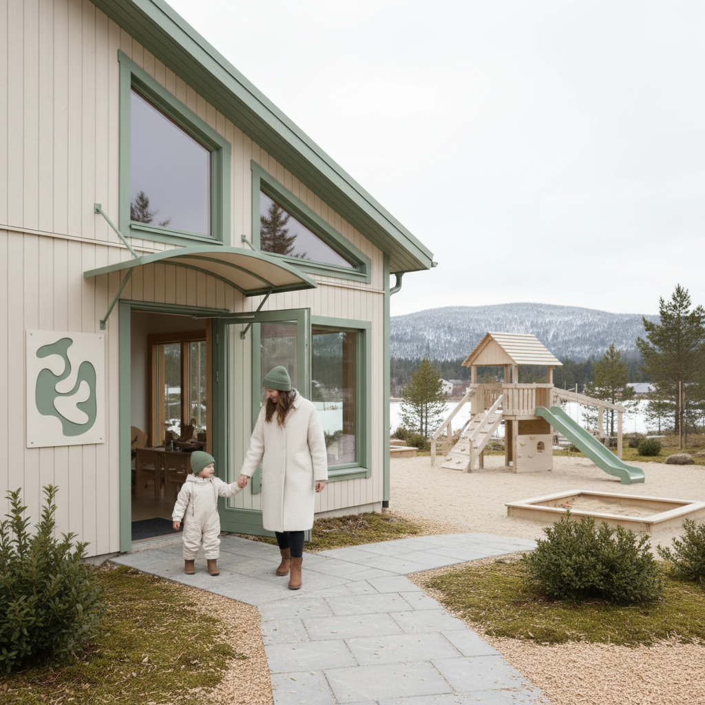 Forelder og barn i et rolig hjemmemiljø - illustrasjon for Åpen barnehage - gratis drop-in for foreldre