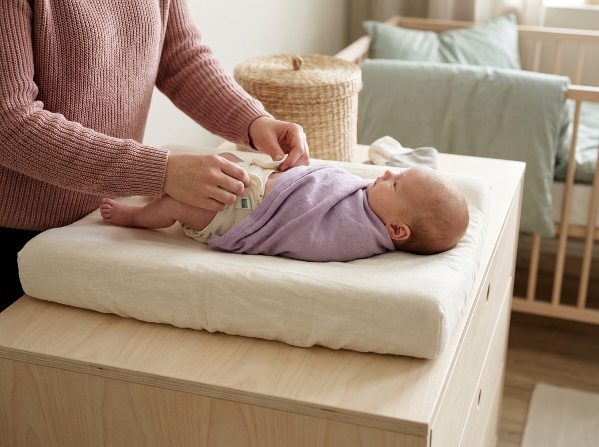 Illustrasjon av ulike farger på babyavføring med forklaringer