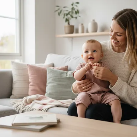 Omsorgsfull forelder som støtter barn - Baby tegnspråk