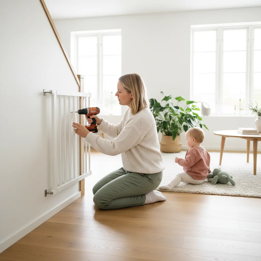 Forelder og barn i et rolig hjemmemiljø - illustrasjon for Barnesikring for småbarn som klatrer og utforsker