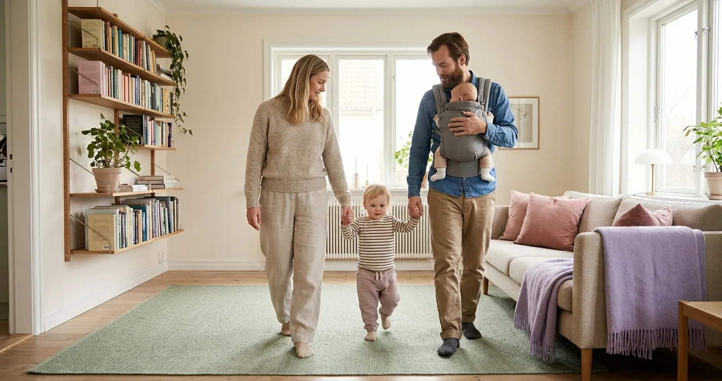Omsorgsfull forelder som støtter barn - Barnesikring for småbarn 1-3 år