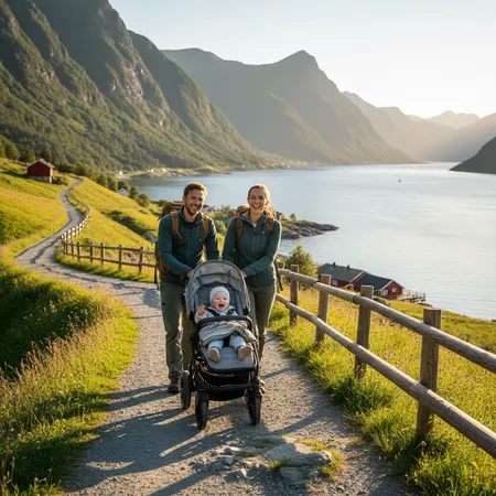 Foreldre som forbereder barnevogn for vinteren