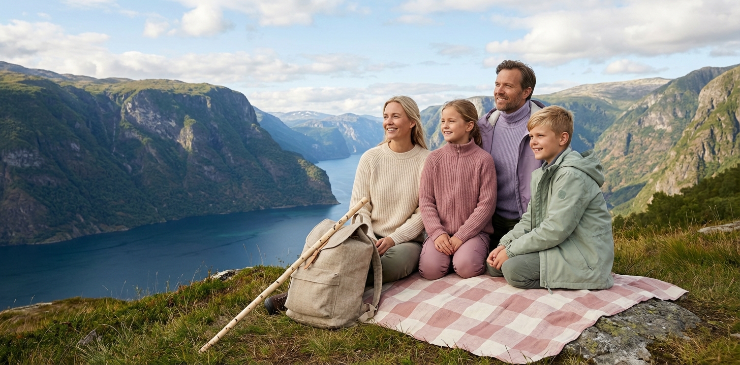 Omsorgsfull forelder som støtter barn - Familieferie i Norge