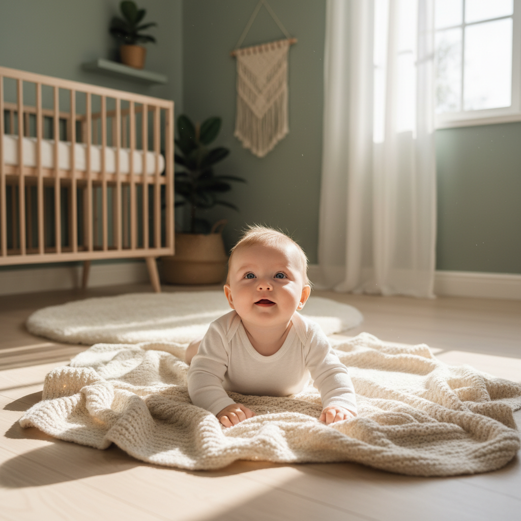 Helsesykepleier måler babyens hodeomkrets på helsestasjonen