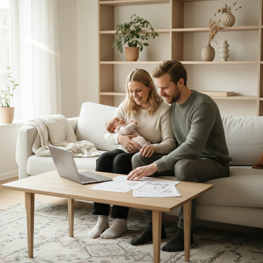 Norske foreldre med baby hjemme i foreldrepermisjon