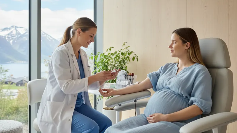 Gravid kvinne som snakker med jordmor om svangerskapsdiabetes