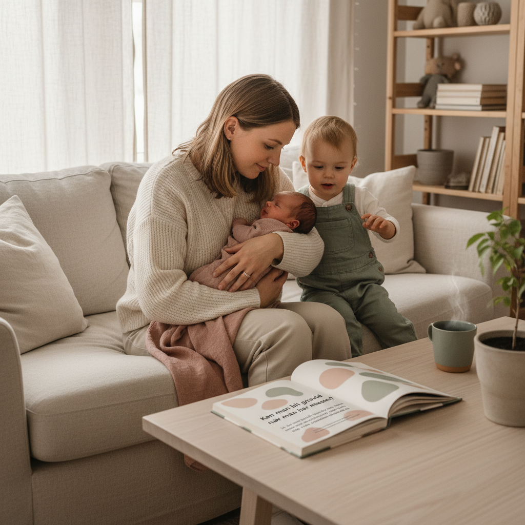 Forelder og barn i et rolig hjemmemiljø - illustrasjon for Kan man bli gravid når man har mensen?