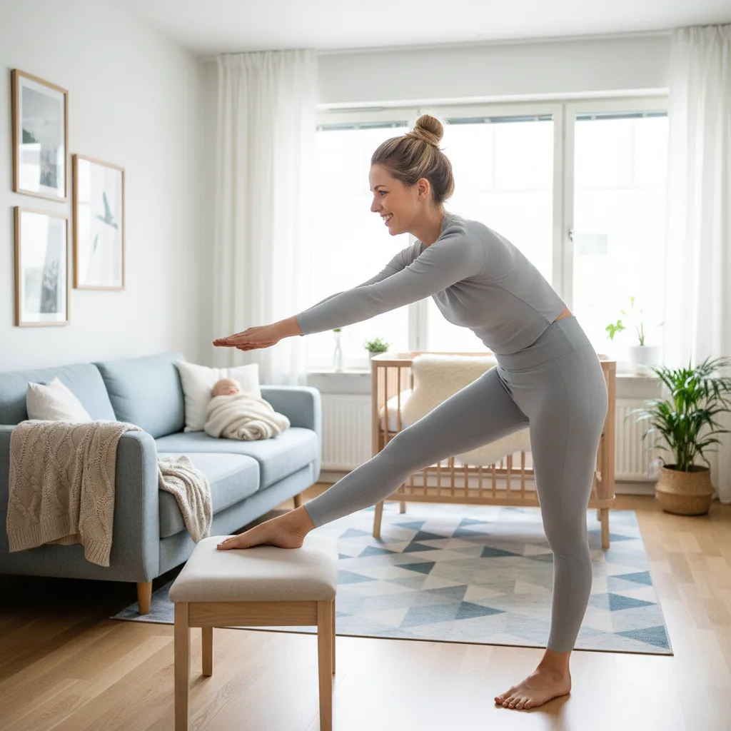 Omsorgsfull forelder som støtter barn - Hjemmetrening mens babyen sover - effektive økter på 15-30 min