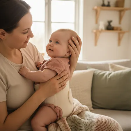 Omsorgsfull forelder som støtter barn - Hoftedysplasi hos baby