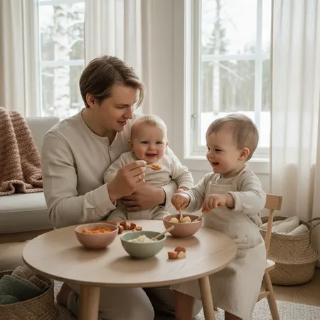 Familie som feirer jul med småbarn