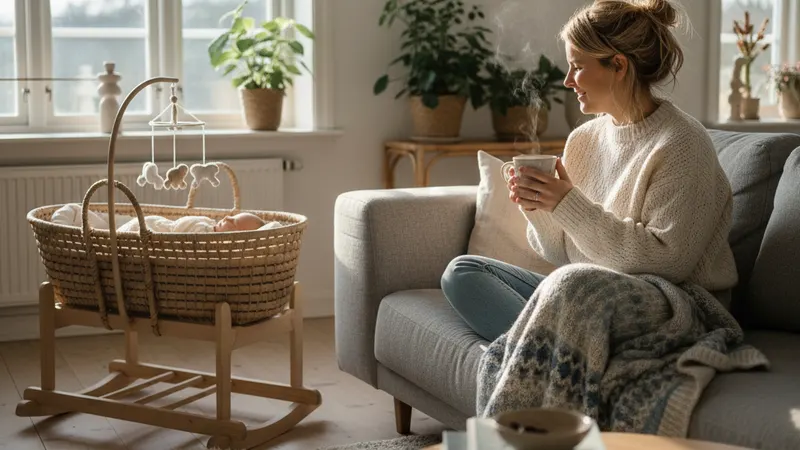 Omsorgsfull forelder som støtter barn - Kaffe og amming