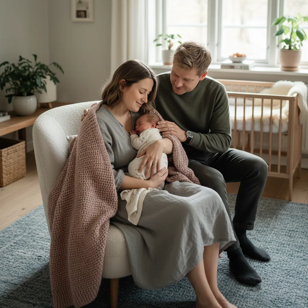 Forelder som tar vare på barn i et varmt skandinavisk hjem