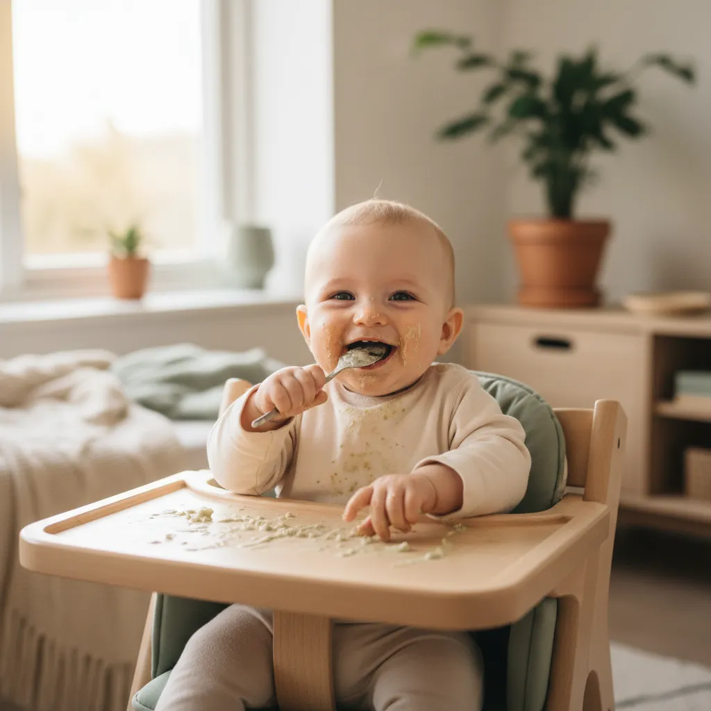 Barn og mat i en varm familiesetting