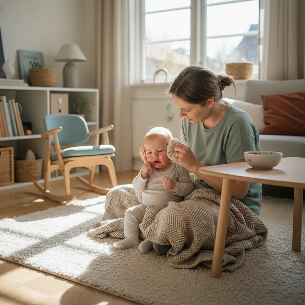 Forelder som tar vare på barn i et varmt skandinavisk hjem