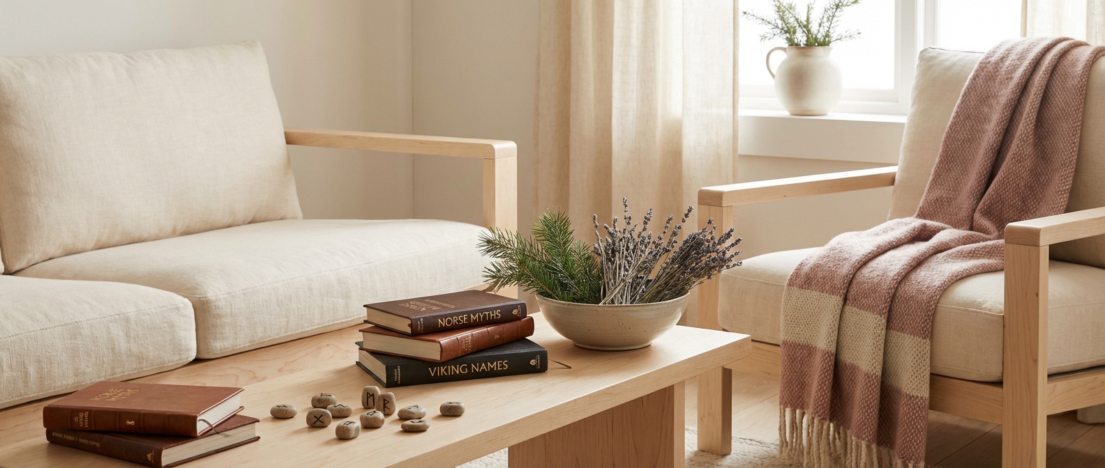 Runeinskripsjoner og norsk natur som symboliserer norrøn navnetradisjon