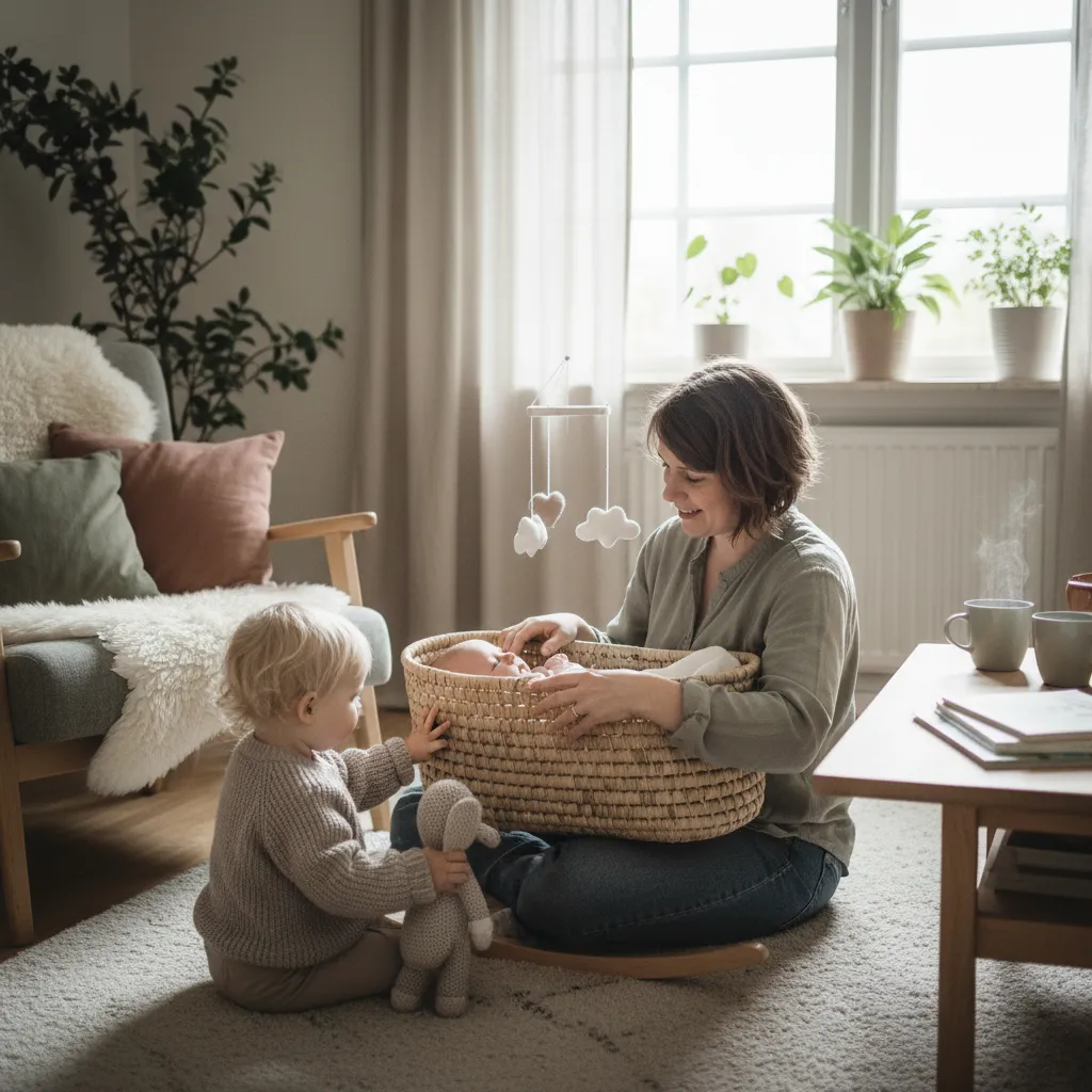 Omsorgsfull forelder med barn i en rolig atmosfære