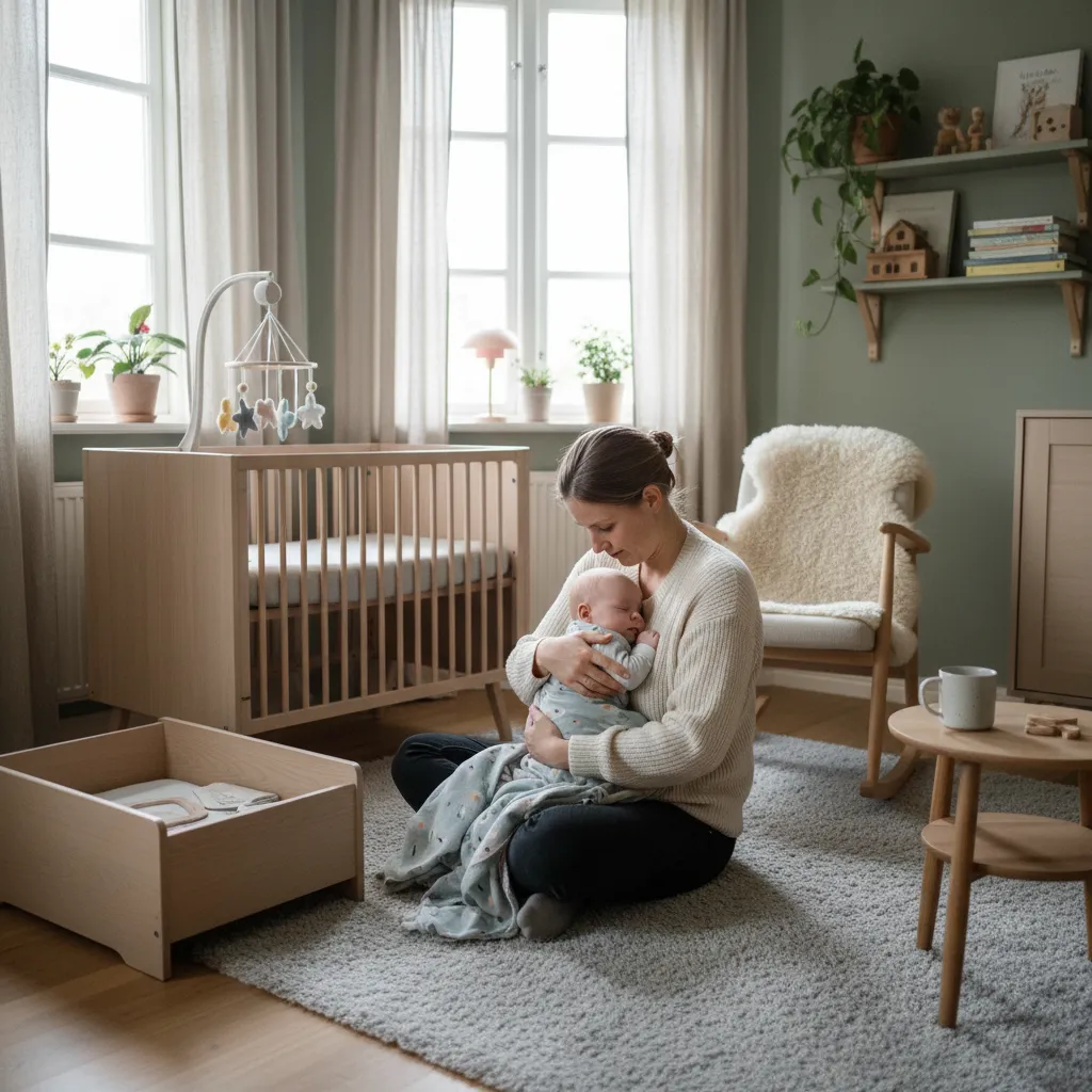 Forelder som tar vare på barn i et varmt skandinavisk hjem
