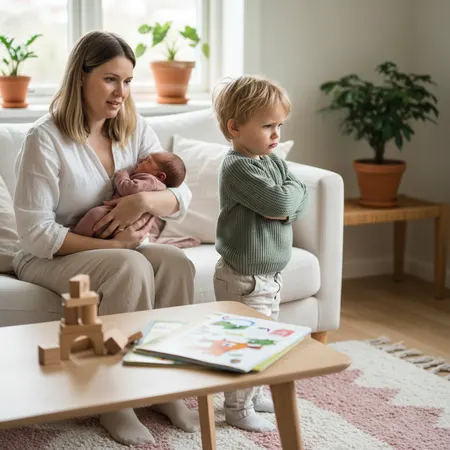 Forelder og barn i et rolig hjemmemiljø - illustrasjon for Søskensjalusi