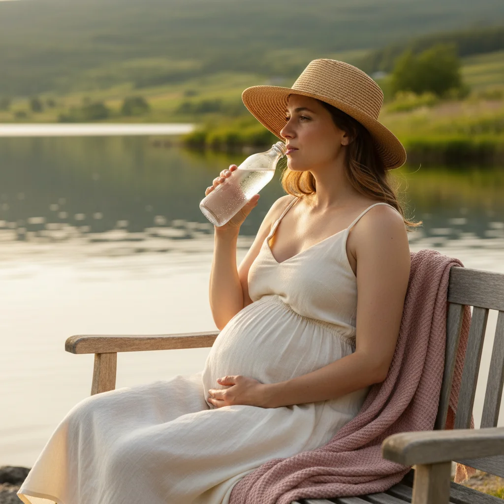Forelder og barn i et rolig hjemmemiljø - illustrasjon for Gravid om sommeren - slik takler du varmen